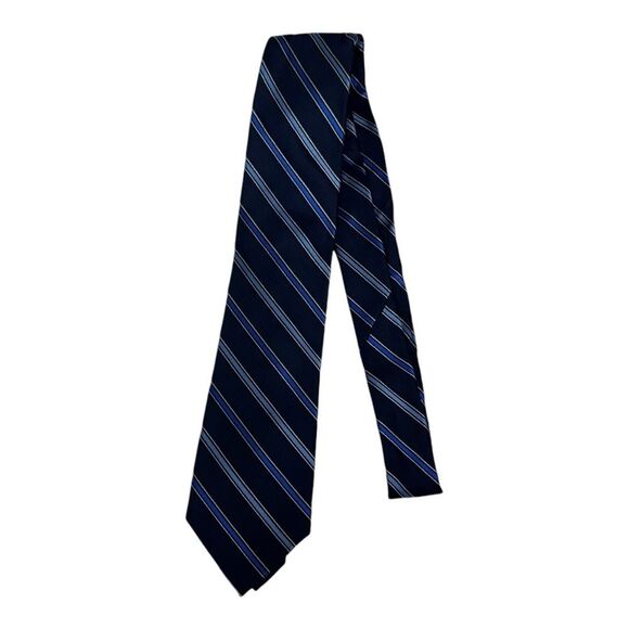 Nautica Navy Striped Preppy Office 100% Silk Tie‎ - Picture 1 of 6